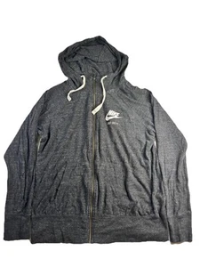 Nike Women’s Full Zip Up Light Hoodie Gray Speckled Size Large Red Tag Vintage - Picture 1 of 6