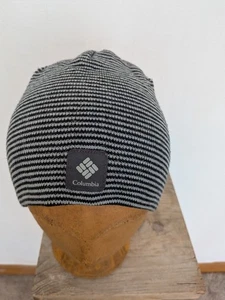 Columbia Grey black stripe fine Knit Beanie Cap, Winter size s - Picture 1 of 9