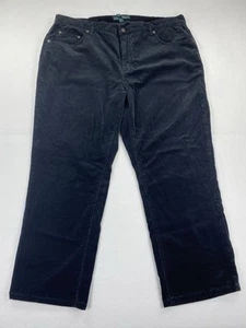 Lauren Ralph Lauren 20W Corduroy Pants 5 Pocket Black Luxury Stretch Preppy - Picture 1 of 12