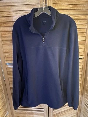 CROFT & BARROW, CHAQUETA JERSEY POLAR AZUL MARINO PARA HOMBRE, TALLA L 1/4 BOLSILLOS CON CREMALLERA Foto 1 de 4