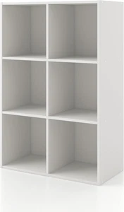 Apexa 6 Cube Storage Organizer Shelves, Stackable Wood Bookcase Fits Cubby Bins - Picture 1 of 12