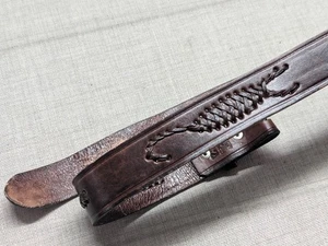 Vintage WESTERN Schnalle Gürtel SCORPION Handarbeit 42 braun geflochten Leder nachgerüstet - Bild 1 von 9