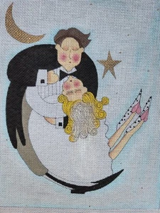 Mile High Princess~Wedding Dance~ Couple~Love ~Needlepoint Canvas - Picture 1 of 2