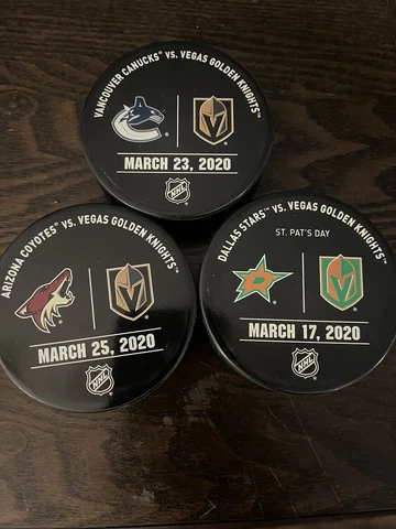 3 Golden Knights Warm  Up Pucks 2020 Stars Coyotes Canucks Nhl Cover