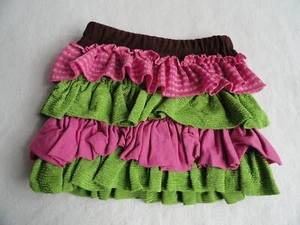 Sweet Petunia Brown Pink & Neon Green Tiered Ruffled Skirt - Size 4T - Picture 1 of 6