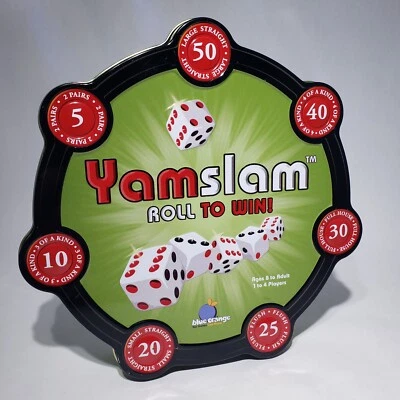 YamSlam Dice Game in Metal Tin Blue Orange Games 2008 Age 8+ Single to 8 Players - Image 1 of 4