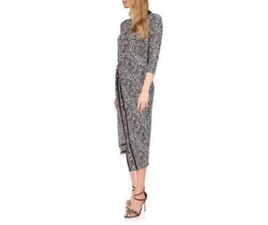 Michael Kors Women's Zebra-Print Asymmetrical MIDI Dress Black / White B4HP - Picture 1 of 18