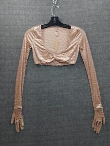 NWT~SKIMS VELOUR CROP TOP COLOR Sienna / WOMEN'S SIZE XS( BR-TOP-0935)
