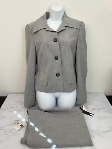 Vtg Lycra By Dupont Blazer And Skirt Set Women’s 12 Gray Lined Red 2 Piece Set B - Picture 1 of 9