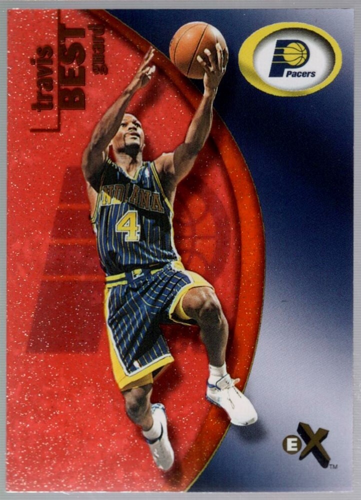 TRAVIS BEST /201 PACERS ESSENTIAL CREDENTIALS NOW RED 34 SP 2000-01 FLEER E-X EX