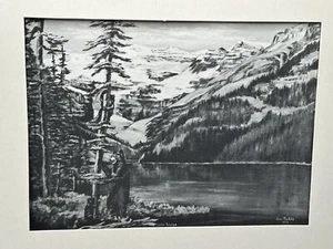 June Mickle Lake Louise Art Print Black & White 1974 10"x8" Print Size (B) - Picture 1 of 6
