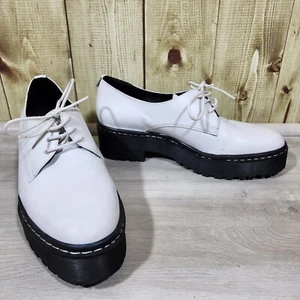 Topshop Platform Chunky Heel White Leather Lace Up Shoes Size 41 US Size 10 - 11 - Picture 1 of 11