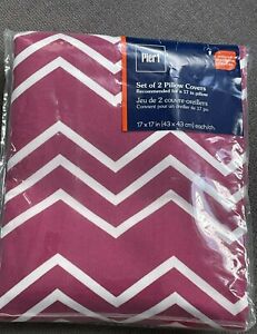 Pier 1 Imports Pink and White Pillow Covers Indoor/Outdoor 2 per Pkg - 17 x 17 W