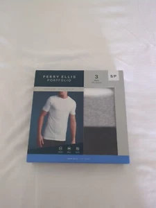 Perry Ellis Portfolio 3 Pack Cotton Blend Crew Neck T-Shirts Small UMPE227-ALHTR - Picture 1 of 2