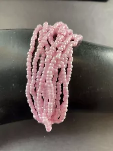 Elegant 14k Rose Gold Over Sterling Silver Pink Glass Seed Bead Bracelet - Picture 1 of 3
