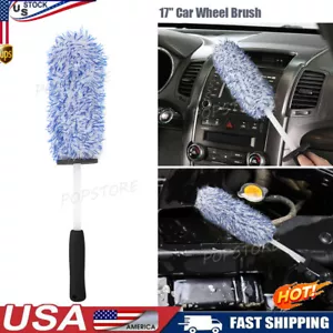 17'' Car Wheel Cleaning Brush Tool Tire Washing Clean Soft Bristle Cleaner Blue - Picture 1 of 9