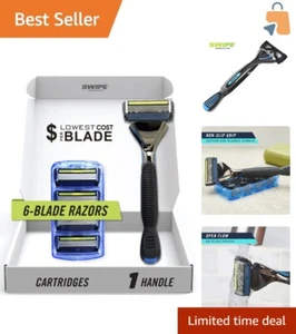 Ultimate Men's 6-Blade Razor System: Flex Head, Comfort Strip & 4 Refills - Picture 1 of 9
