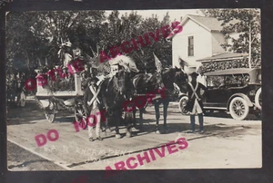 Wausau WISCONSIN RPPC 1915 G.A.R. PARADE Encampment Float Civil War Vets GAR - Picture 1 of 3