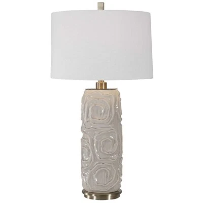 Zade Ceramic Table Lamp Abstract Geometric Crackled Glaze 34"H ~ Uttermost 26379 - Image 1 of 4