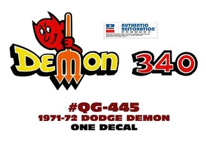 GE-QG-445 1971-72 DODGE - DEMON 340 with PITCHFORK DECAL - ONE DECAL - LICENSED - Bild 1 von 2