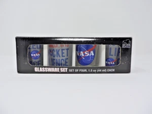Silver Buffalo NASA Glassware Set Four 1.5oz Shotglasses Gift Box Rocket Space - Picture 1 of 7