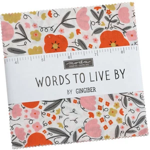 Words To Live By Moda Charm Pack 42 100% Cotton 5" Precut Fabric Quilt Squares - Picture 1 of 2