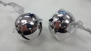 15 pcs Christmas Trees Bells Hang Decoration Cross Clear Tone Round Metal Silver - Picture 1 of 2