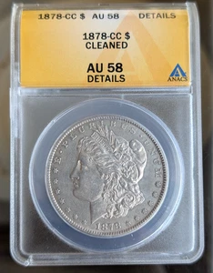 1878 CC United States Carson City Morgan Silver Dollar ANACS AU58 Cleaned - Picture 1 of 11