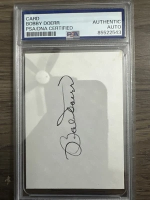 BOBBY DOERR 9X ALLSTAR BOSTON RED SOX HOF SIGNED AUTO INDEX CARD PSA/DNA BEAUTY - Image 1 of 2