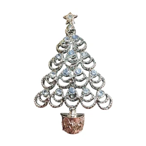 VINTAGE BEATRICE signierter silberfarbener Weihnachtsbaum blaue Kristalle - Bild 1 von 4