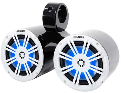 Kicker 51KM604WL Dual 6-1/2" 6.5" 150W Marine LED Wakeboard Tower Speakers - Image 1 of 4