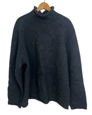 Vtg J Crew Roll Neck 100% Wool Sweater Pullover Near Black Charcoal Gray Men XL - Image 1 of 4