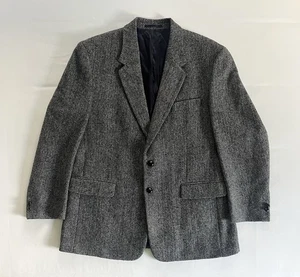 Harris Tweed Vintage 2-Knopf Blazer Herren 44 Regular Grau Wolljacke Made USA - Bild 1 von 9