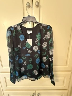 Women’s Carmen Marc Valvo Black Printed Long Sleeves Fully Lined Top - Size PS - Image 1 of 4