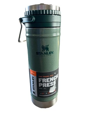 NEW Stanley FRENCH PRESS Travel Mug 16 Oz Green Hot Cold Instructions  - Image 1 of 4