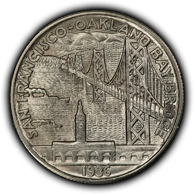 1936-S 50c Bay Bridge Commemorative Silver Half Dollar - Luster - UNC - C1255 - Image 1 of 4