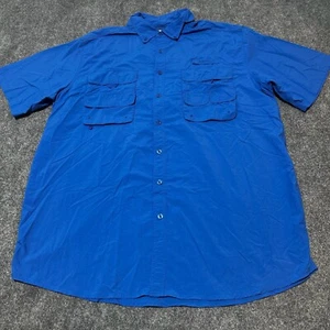 Gander Mtn Shirt Mens 2XL Tall Blue Button Up Collared Short Sleeve Breathable - Picture 1 of 11