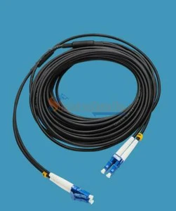 Black Armored Fiber Cable LC-LC UPC SM 9/125 Duplex Fiber Optic Patch Cord 3M - Photo 1/5