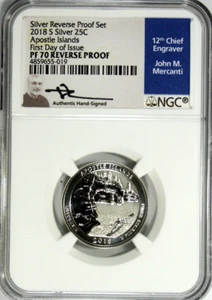 Silver Washington Quarter NGC PF70 Reverse 2018-S GA5-19 Apostle Is., Mercanti - Picture 1 of 2