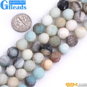 Cuentas de amazonita multicolor natural piedra facetadas redondas mate envío gratuito - Imagen 1 de 12