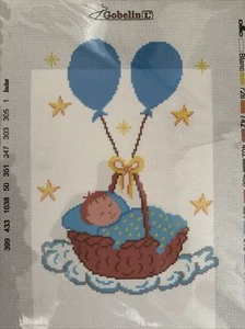 cross stitch patterns samplers Gobelin L 30x40 Cm Welcome Baby 12x16 Inches - Picture 1 of 2
