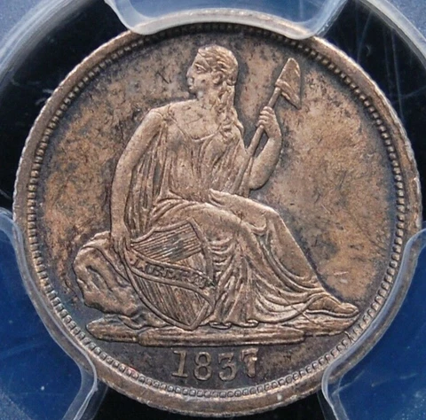 1837 NO STARS LG DATE SEATED DIME  PCGS MS 64 LUSTROUS WELL STRUCK & ORIGINAL Cover