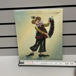 Original Oil On Canvas Painting ~ Circus Clown Signed By Artist S.Thomas 9 X 11 - Picture 1 of 6
