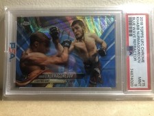 Khabib Nurmagomedov 2018 Topps UFC Chrome Blue Wave Refractor /75 Card #15 PSA 9