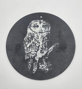 Handpainted Slate Owl Wall Art Signed Made In Wales - Picture 1 of 9