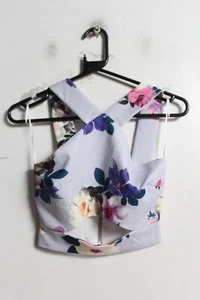 New Look Petite Womens Strappy Crop Top Floral Purple - Size 8 (K56) - Picture 1 of 3