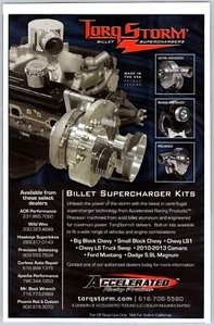 PRINT AD 2013 Accelerated Racing Products Torq Storm Billet Superchargers 5x7.5 - Picture 1 of 1