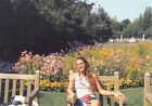 Original Photo 3.5x5 Woman Sitting On Bench At Park Flower Garden H183 #9