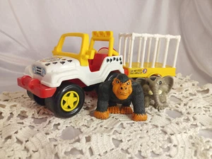 Vintage Buddy L City Zoo Jeep Cage Trailer w/ Gorilla and Elephant made in 2000 - Picture 1 of 15
