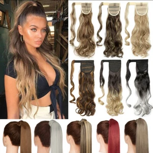 Long Thick Hair Wrap Ponytail Clip in Hair Extension 100% Real Natural Hairpiece - Picture 1 of 42